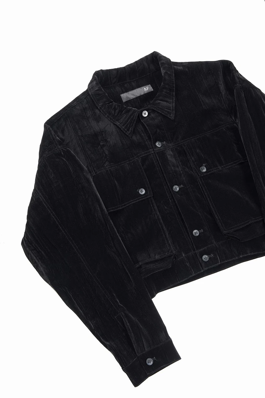A.F ARTEFACT BIG POCKET SHORT BLOUSON / WASHER VELOR (BLACK) - Image 9