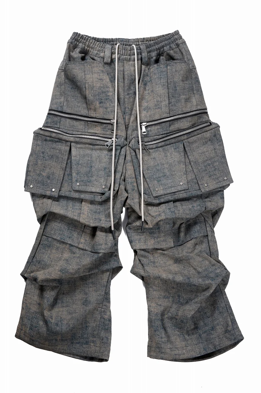A.F ARTEFACT MULTI FLAP WIDE PANTS / BLENDED SHADES DENIM (STEEL BLUE)