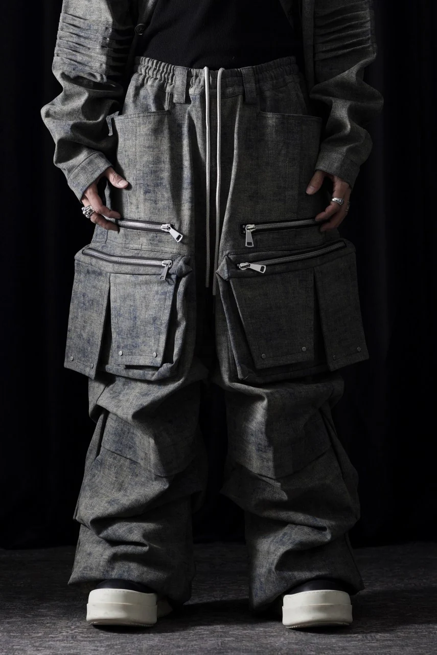 A.F ARTEFACT MULTI FLAP WIDE PANTS / BLENDED SHADES DENIM (STEEL BLUE) - Image 4