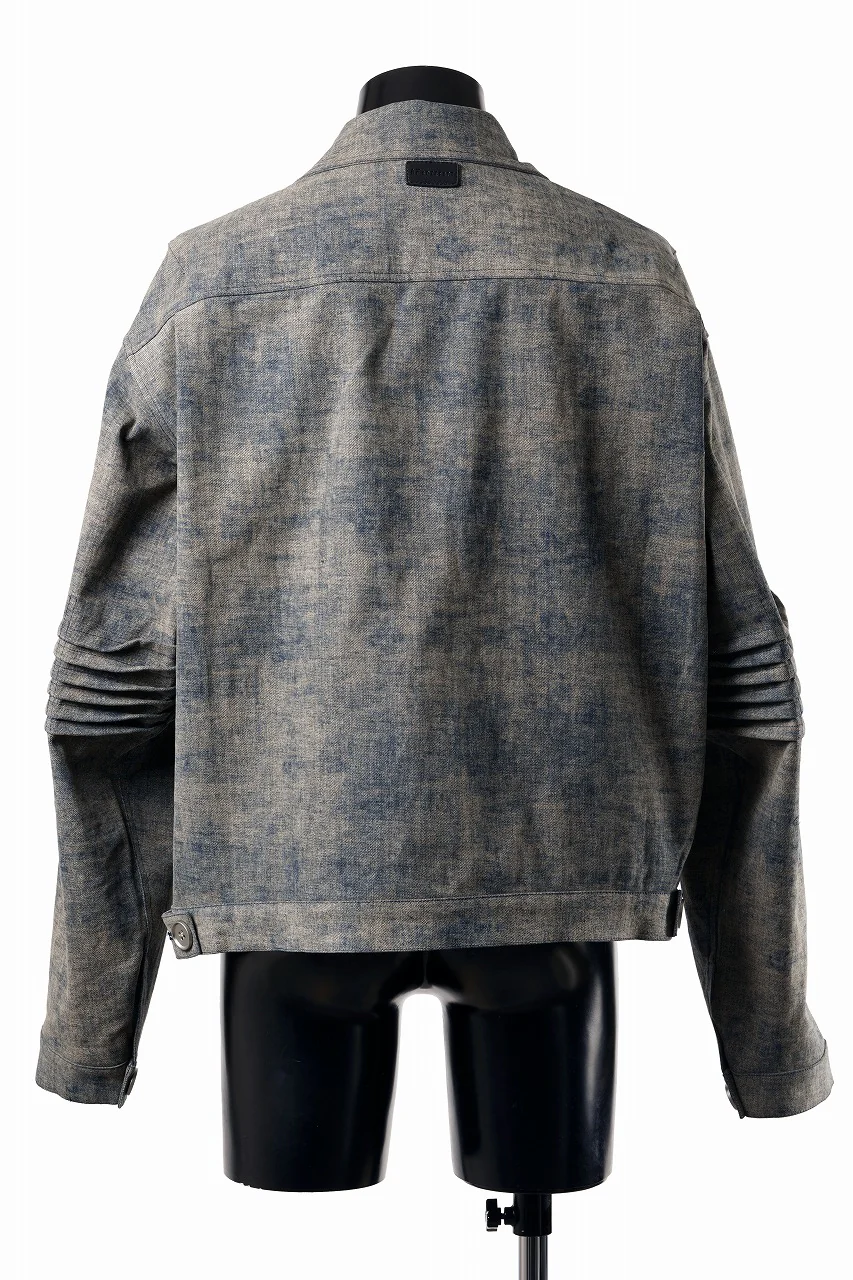 A.F ARTEFACT BLENDED SHADES DENIM PIN TUCK BLOUSON (STEEL BLUE) - Image 2