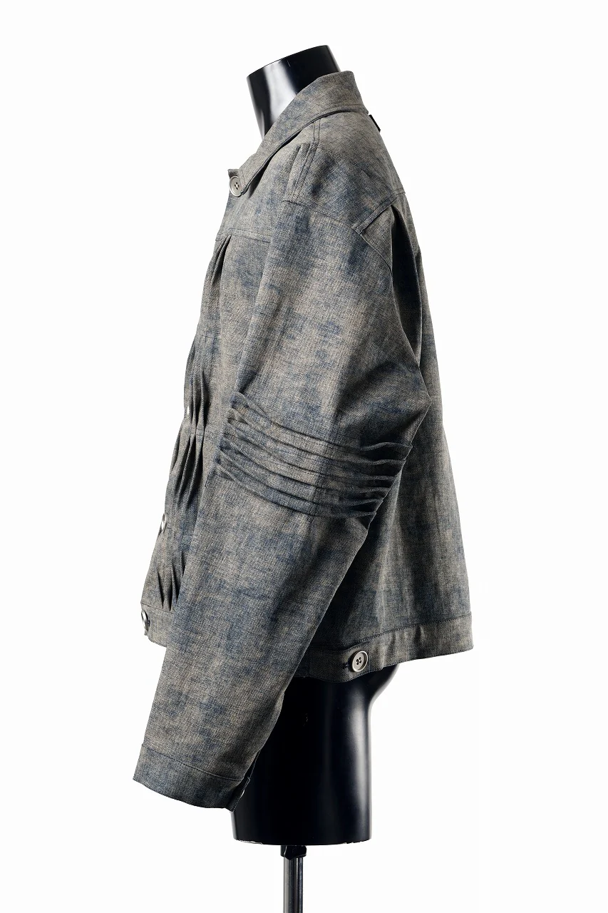 A.F ARTEFACT BLENDED SHADES DENIM PIN TUCK BLOUSON (STEEL BLUE) - Image 6
