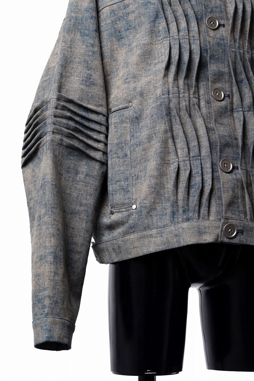 A.F ARTEFACT BLENDED SHADES DENIM PIN TUCK BLOUSON (STEEL BLUE) - Image 8