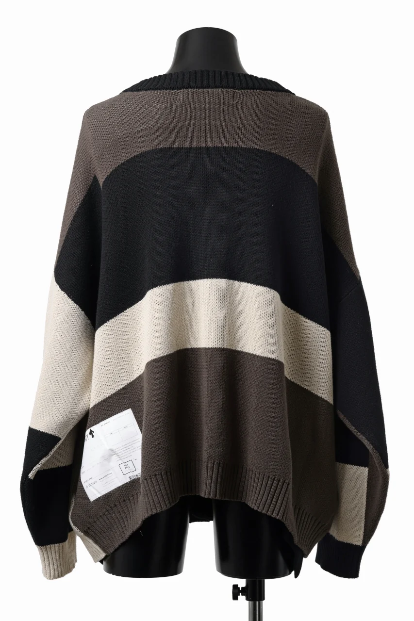 A.F ARTEFACT BLOCK-PANEL COTTON KNIT CARDIGAN /  (BLACK x GREY x BEIGE) - Image 13