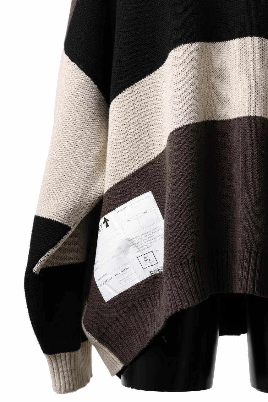 A.F ARTEFACT BLOCK-PANEL COTTON KNIT CARDIGAN /  (BLACK x GREY x BEIGE) - Image 15