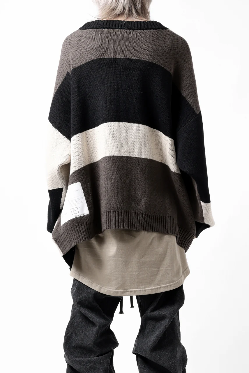 A.F ARTEFACT BLOCK-PANEL COTTON KNIT CARDIGAN /  (BLACK x GREY x BEIGE) - Image 22