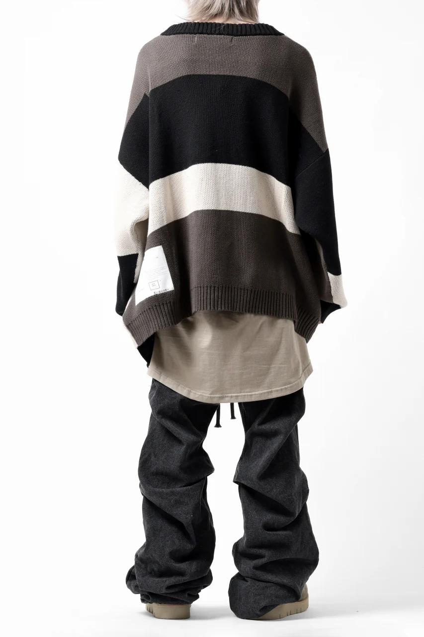 A.F ARTEFACT BLOCK-PANEL COTTON KNIT CARDIGAN /  (BLACK x GREY x BEIGE) - Image 29
