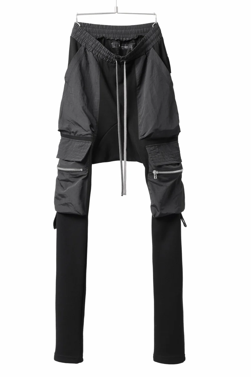 A.F ARTEFACT COMBINATION ZIPPER SARROUEL SKINNY PANTS / BOMBER HEAT® + NYLON (BLACK)