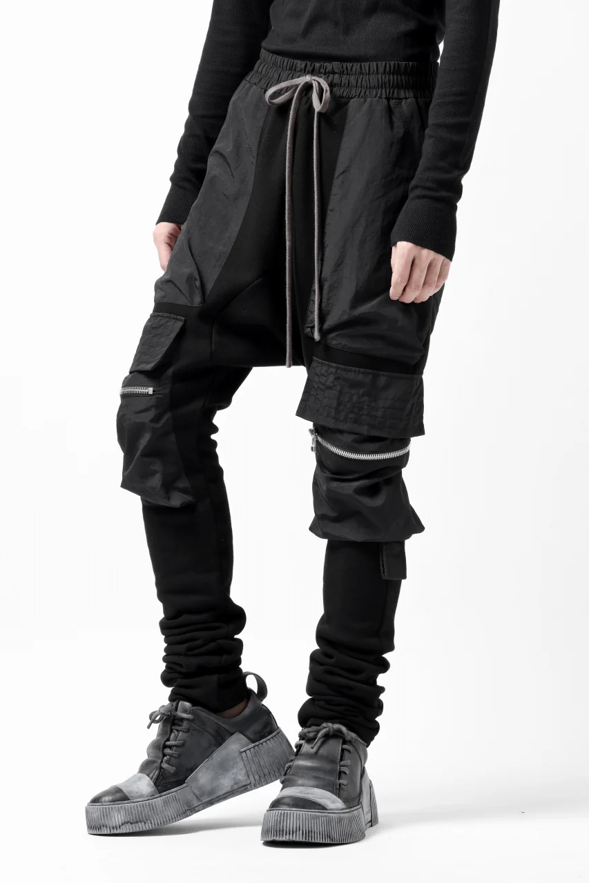 A.F ARTEFACT COMBINATION ZIPPER SARROUEL SKINNY PANTS / BOMBER HEAT® + NYLON (BLACK) - Image 5
