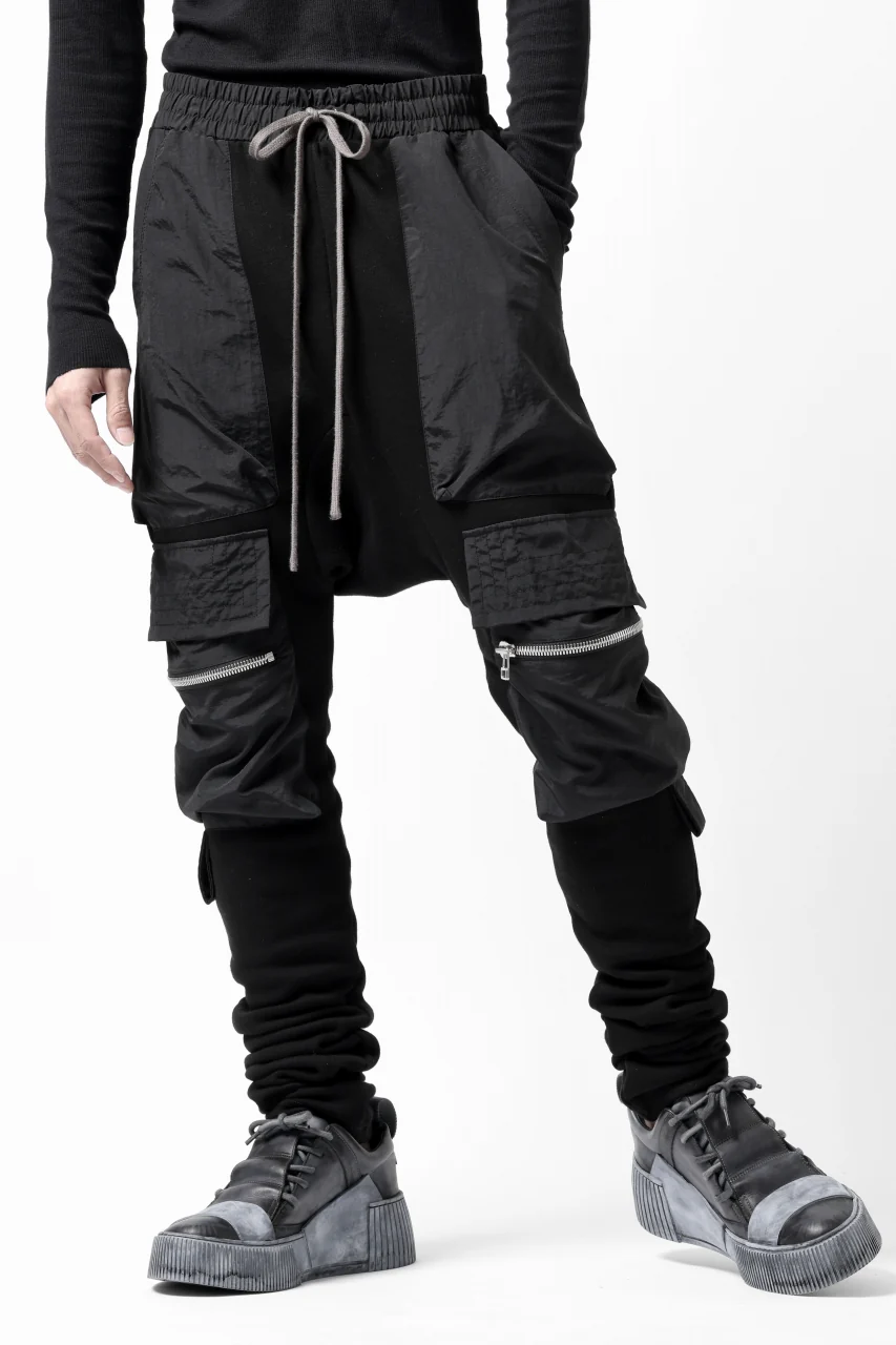 A.F ARTEFACT COMBINATION ZIPPER SARROUEL SKINNY PANTS / BOMBER HEAT® + NYLON (BLACK) - Image 6