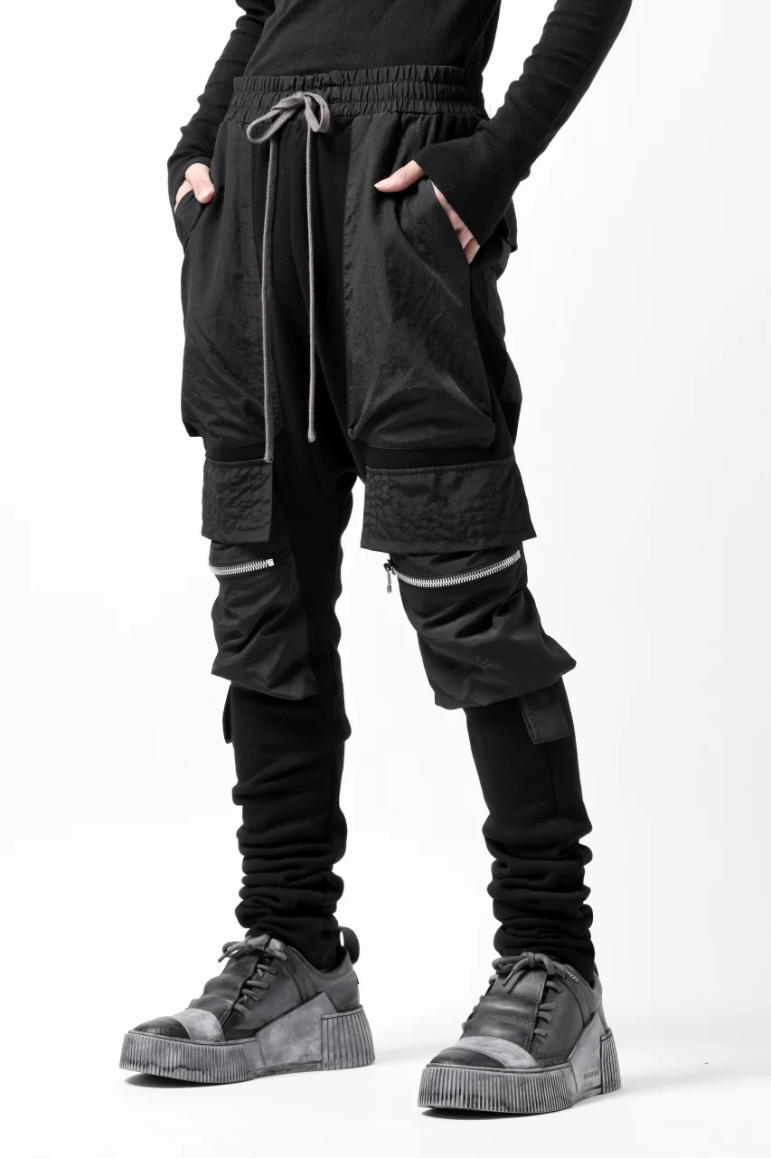 A.F ARTEFACT COMBINATION ZIPPER SARROUEL SKINNY PANTS / BOMBER HEAT® + NYLON (BLACK) - Image 7