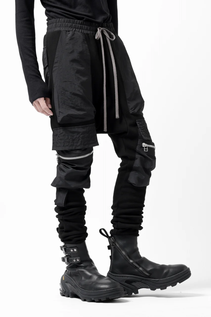 A.F ARTEFACT COMBINATION ZIPPER SARROUEL SKINNY PANTS / BOMBER HEAT® + NYLON (BLACK) - Image 8