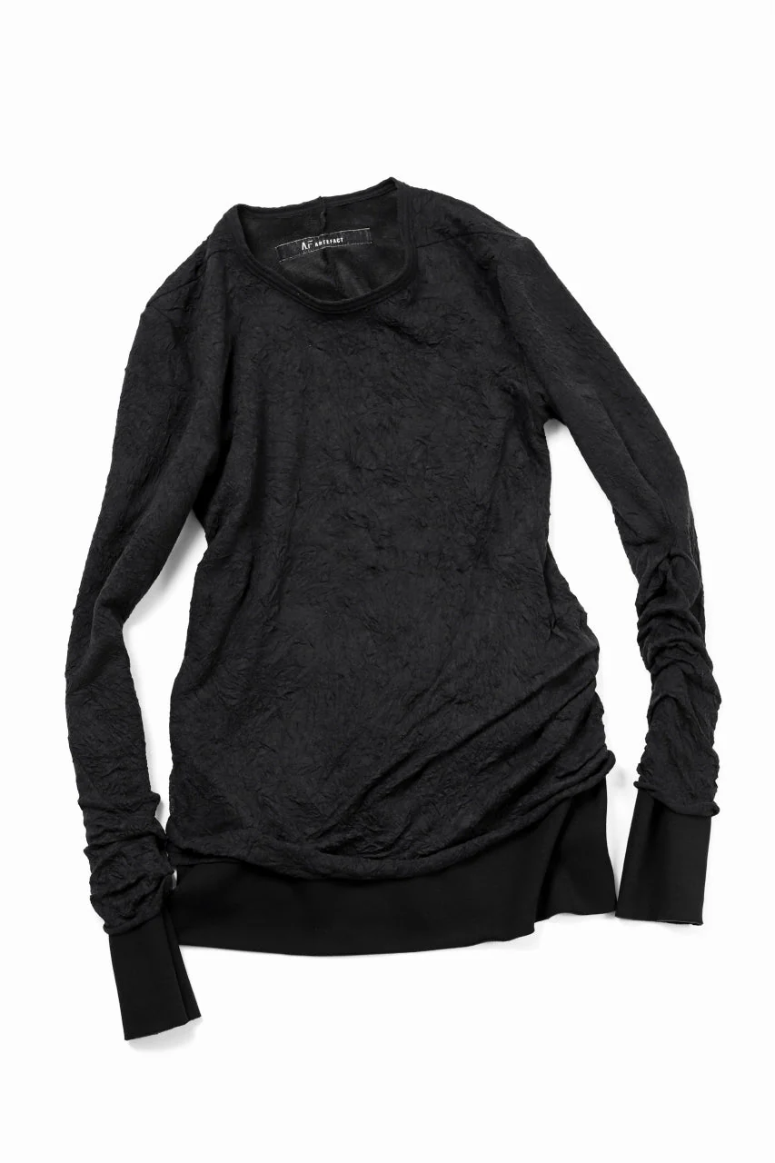 A.F ARTEFACT BomberHEAT×CRUMPLE JERSEY LAYERED TOPS (BLACK×BLACK)