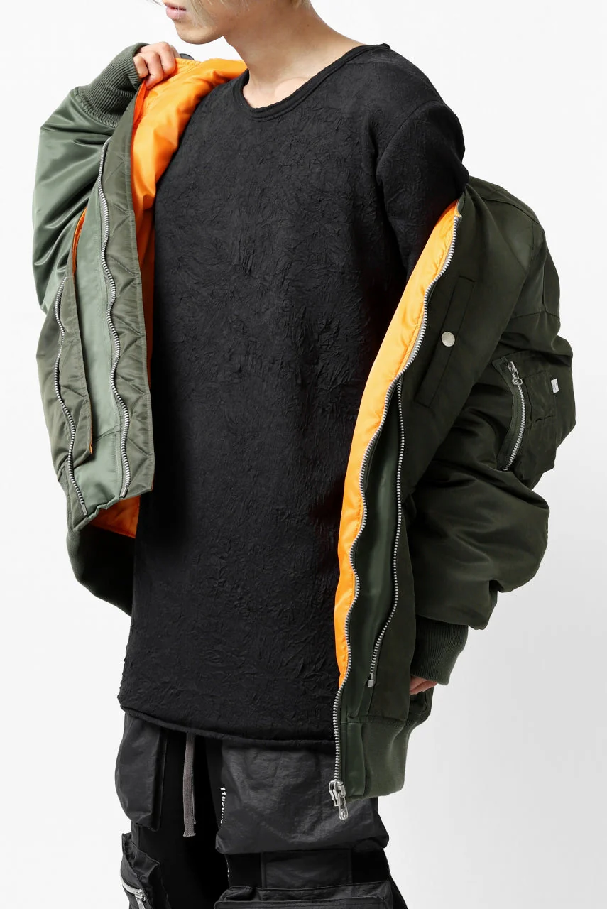 A.F ARTEFACT BomberHEAT×CRUMPLE JERSEY LAYERED TOPS (BLACK×BLACK) - Image 36