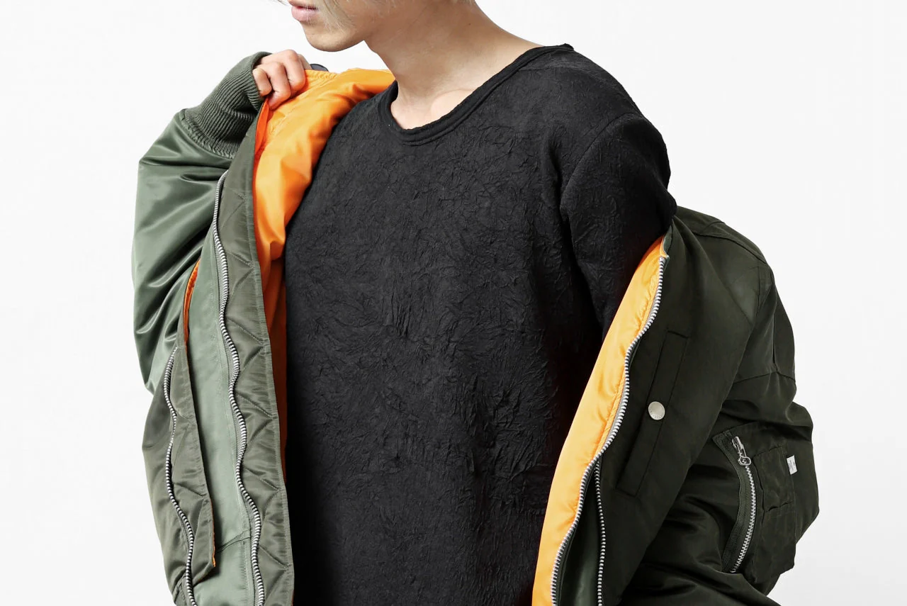 A.F ARTEFACT BomberHEAT×CRUMPLE JERSEY LAYERED TOPS (BLACK×BLACK) - Image 41