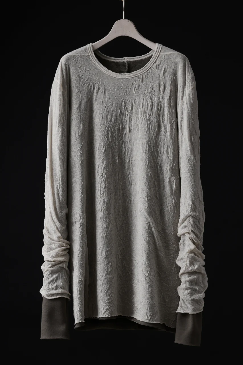 A.F ARTEFACT BomberHEAT×CRUMPLE JERSEY LAYERED TOPS (IVORY×GREY)