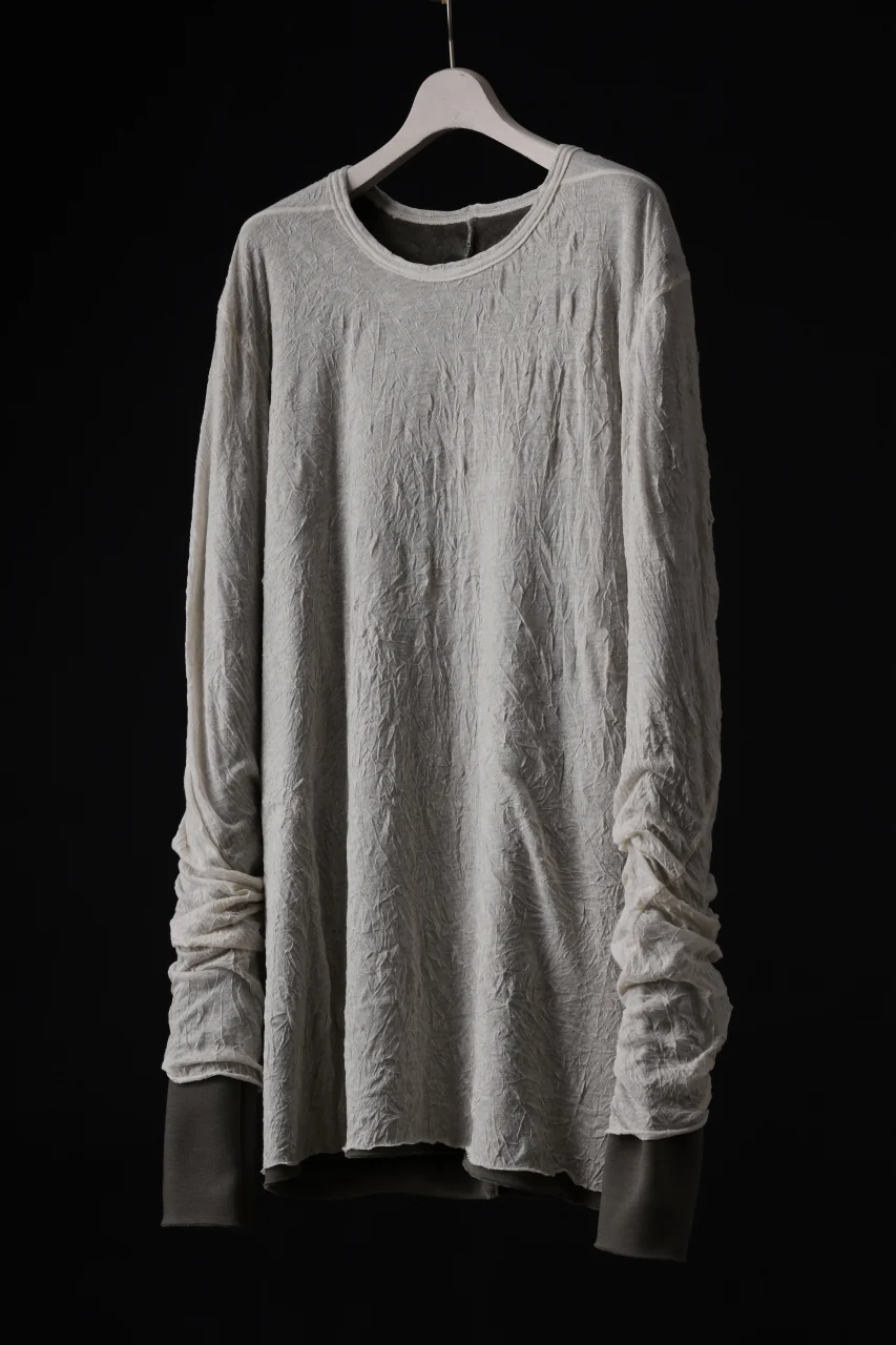 A.F ARTEFACT BomberHEAT×CRUMPLE JERSEY LAYERED TOPS (IVORY×GREY) - Image 2