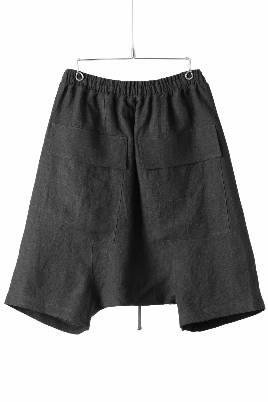A.F ARTEFACT BOX SARROUEL SHORT PANTS / ORGANIC LINEN (BLACK) - Image 3