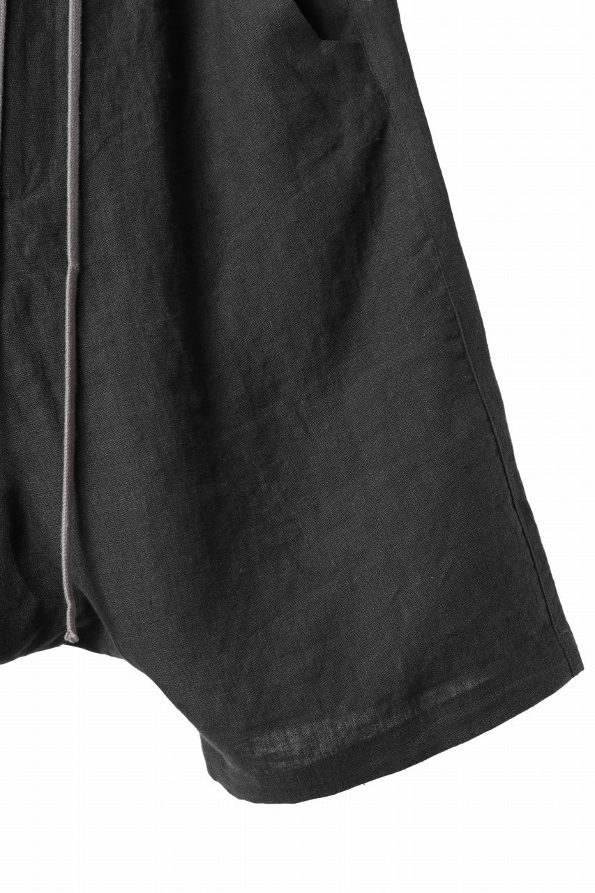 A.F ARTEFACT BOX SARROUEL SHORT PANTS / ORGANIC LINEN (BLACK) - Image 4
