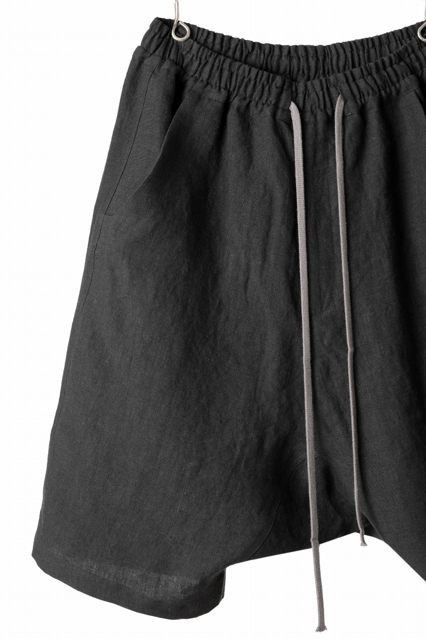 A.F ARTEFACT BOX SARROUEL SHORT PANTS / ORGANIC LINEN (BLACK) - Image 7