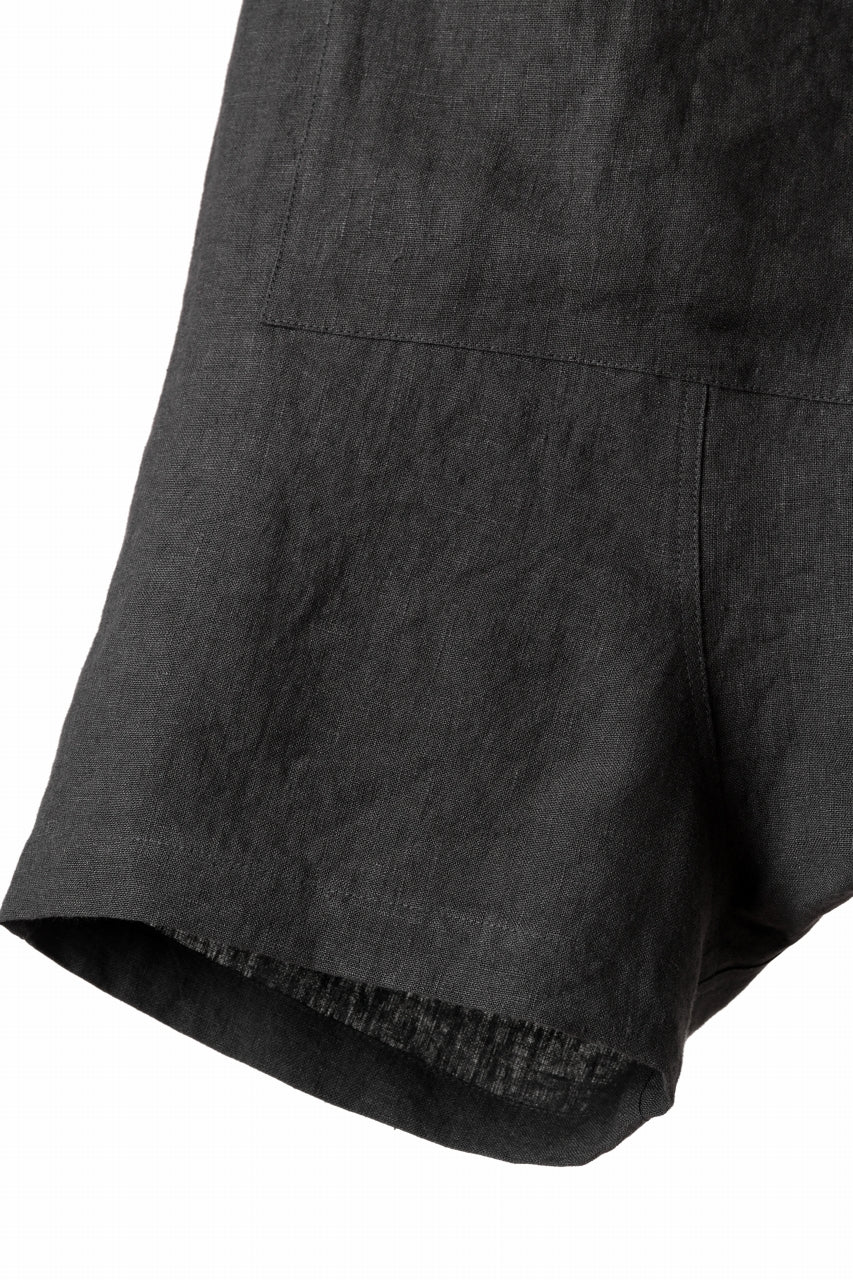 A.F ARTEFACT BOX SARROUEL SHORT PANTS / ORGANIC LINEN (BLACK) - Image 9