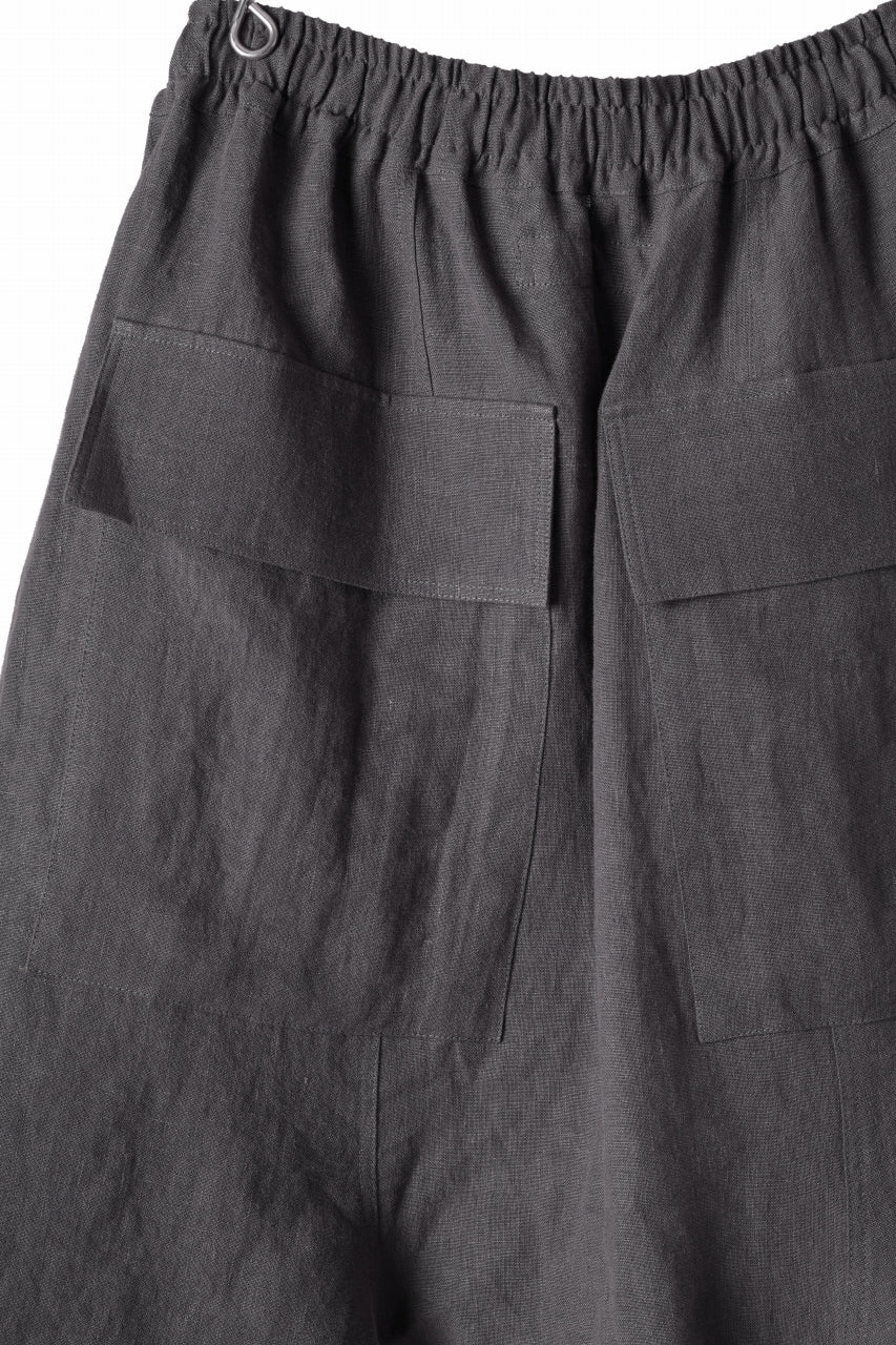 A.F ARTEFACT BOX SARROUEL SHORT PANTS / ORGANIC LINEN (GREY) - Image 10