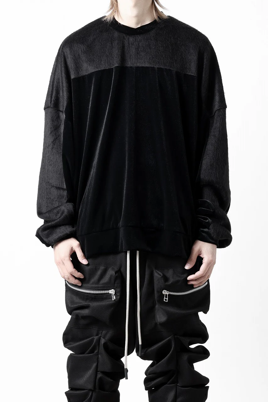 A.F ARTEFACT BRUSHED KNIT COMBI VELOR TOP (BLACK) - Image 18