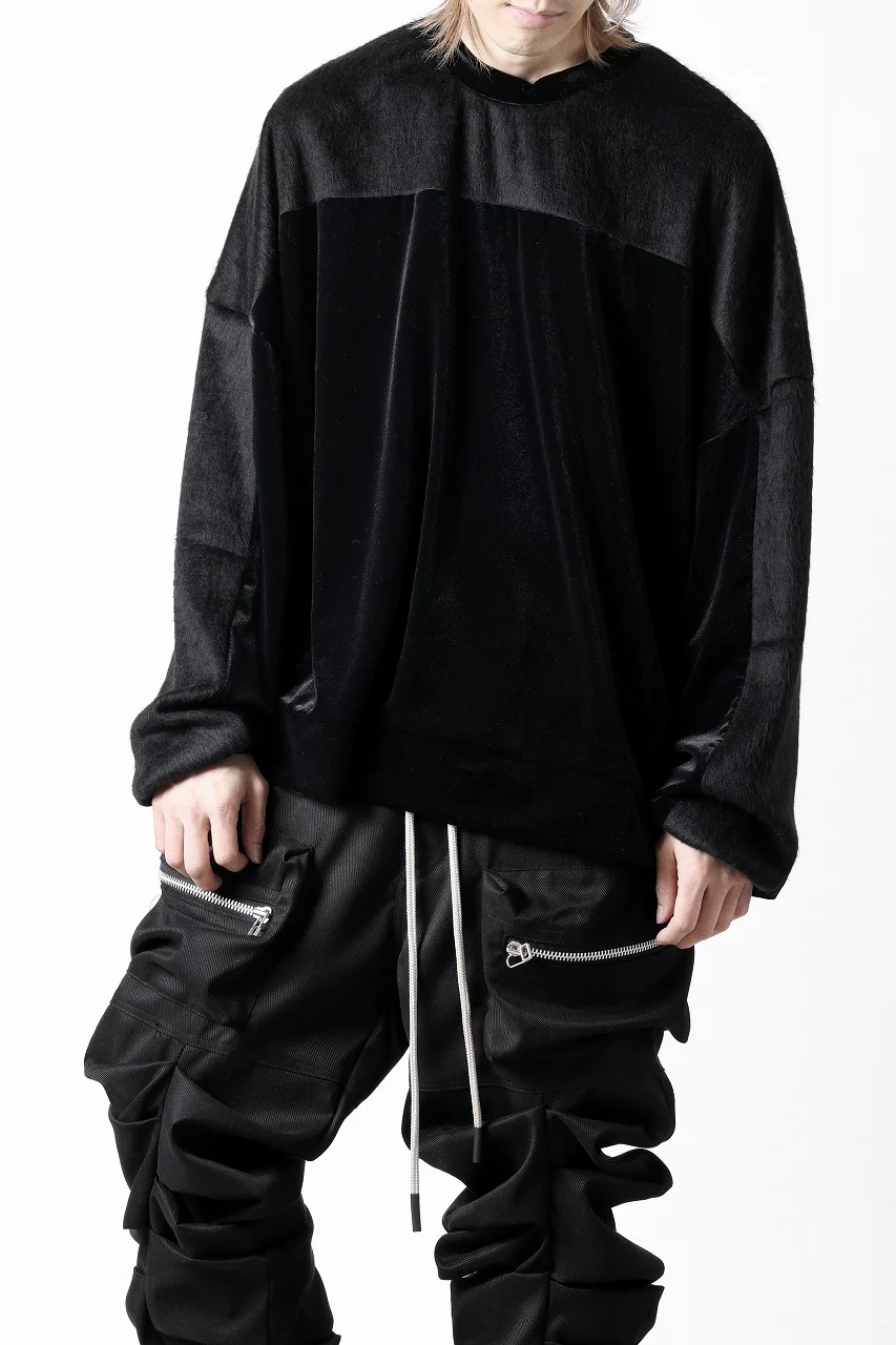 A.F ARTEFACT BRUSHED KNIT COMBI VELOR TOP (BLACK) - Image 20