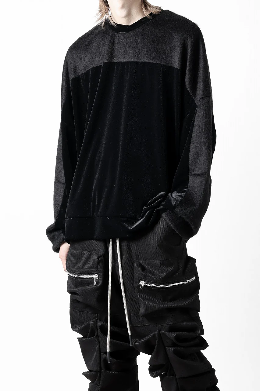 A.F ARTEFACT BRUSHED KNIT COMBI VELOR TOP (BLACK) - Image 22