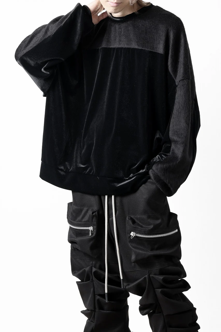 A.F ARTEFACT BRUSHED KNIT COMBI VELOR TOP (BLACK) - Image 23