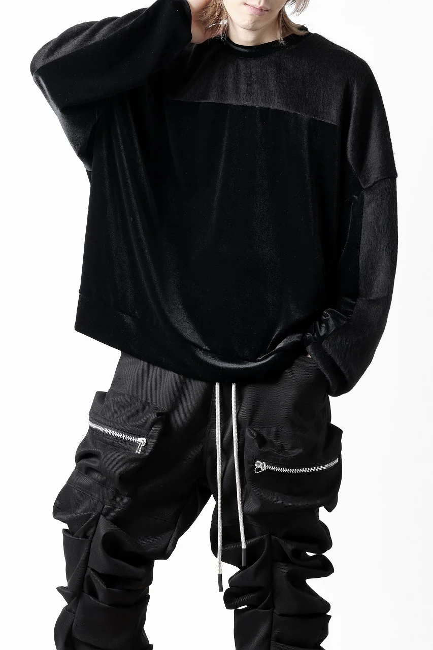 A.F ARTEFACT BRUSHED KNIT COMBI VELOR TOP (BLACK) - Image 24