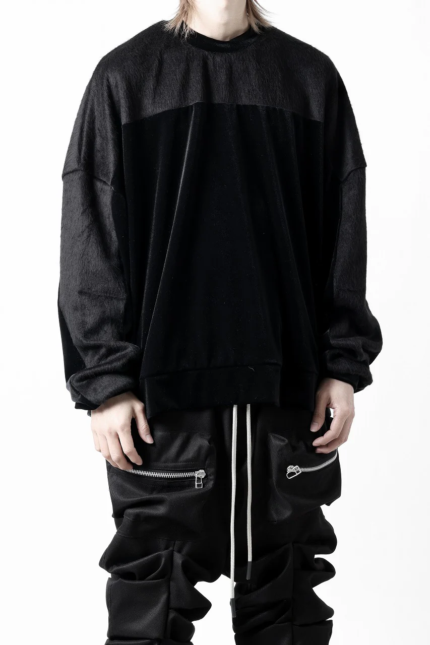 A.F ARTEFACT BRUSHED KNIT COMBI VELOR TOP (BLACK) - Image 25