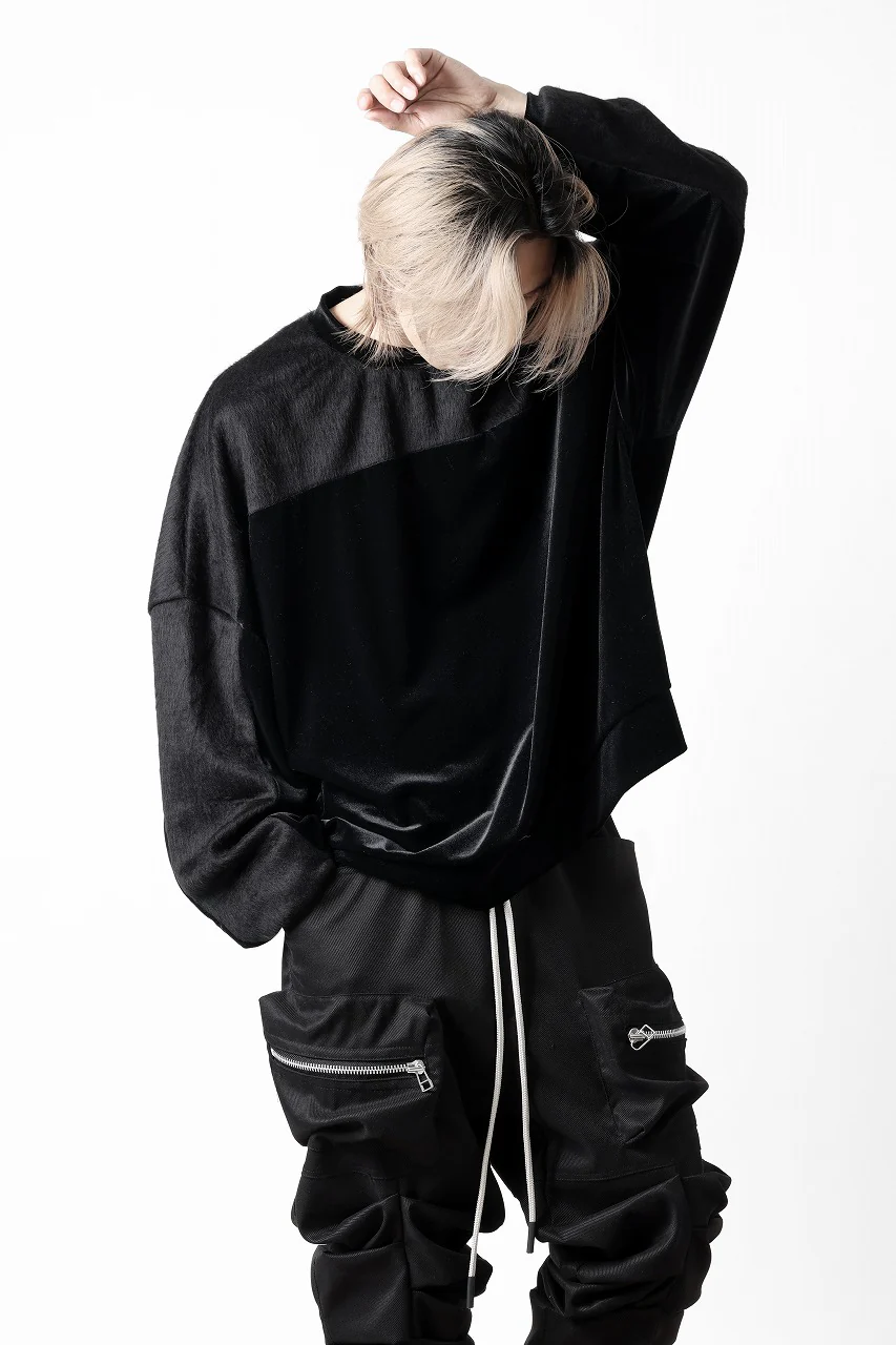 A.F ARTEFACT BRUSHED KNIT COMBI VELOR TOP (BLACK) - Image 26