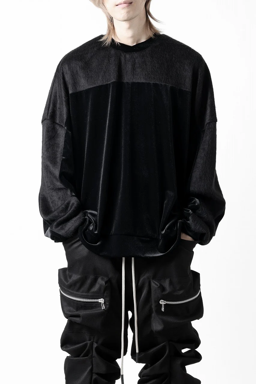 A.F ARTEFACT BRUSHED KNIT COMBI VELOR TOP (BLACK) - Image 3