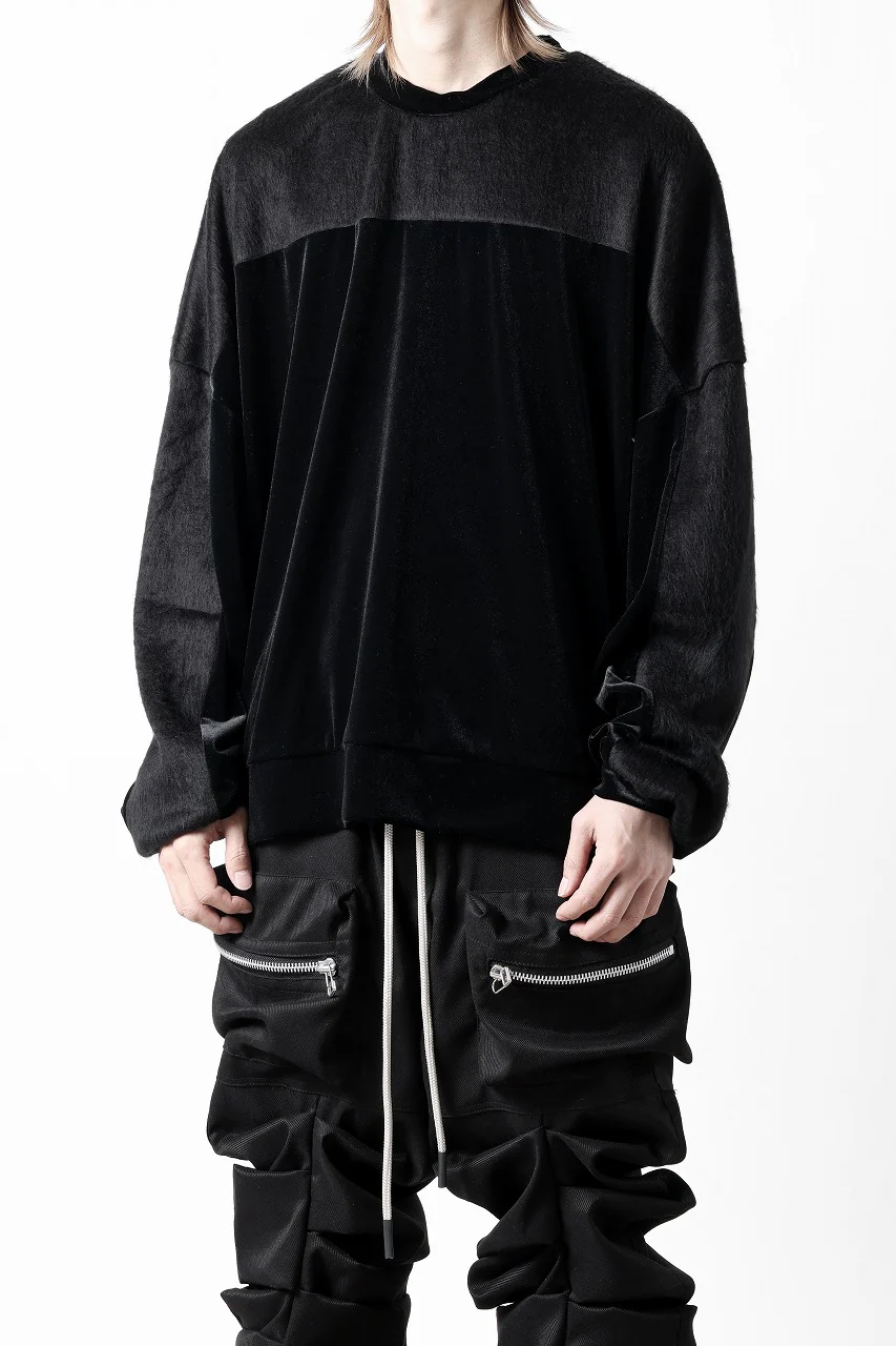 A.F ARTEFACT BRUSHED KNIT COMBI VELOR TOP (BLACK) - Image 5