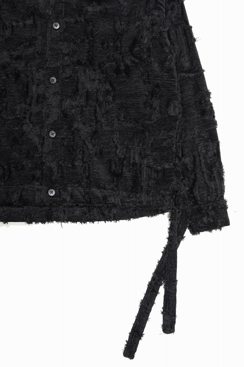 A.F ARTEFACT BUTTON DOWN SHIRT WITH HEM BAND / JACGUARD BLURRED (BLACK) - Image 12