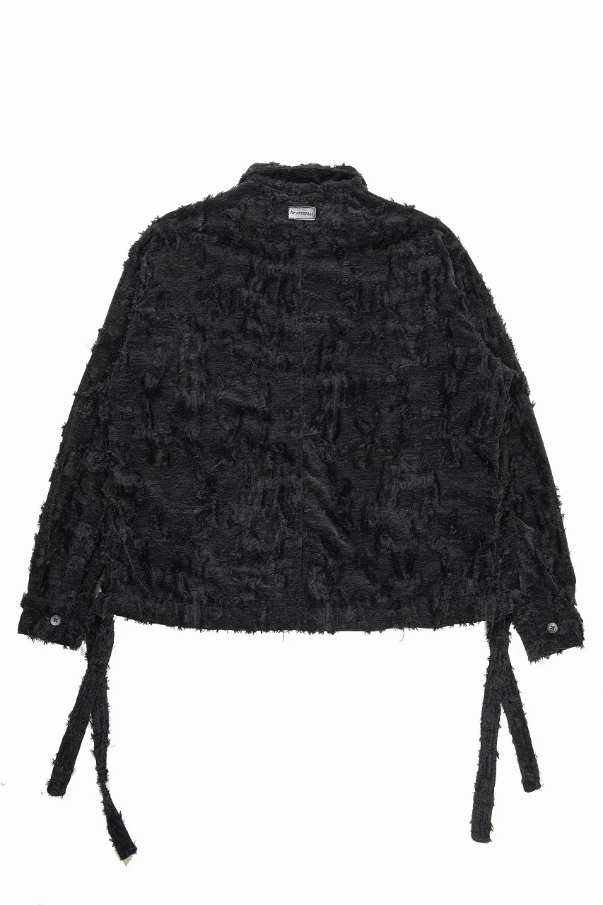 A.F ARTEFACT BUTTON DOWN SHIRT WITH HEM BAND / JACGUARD BLURRED (BLACK) - Image 5