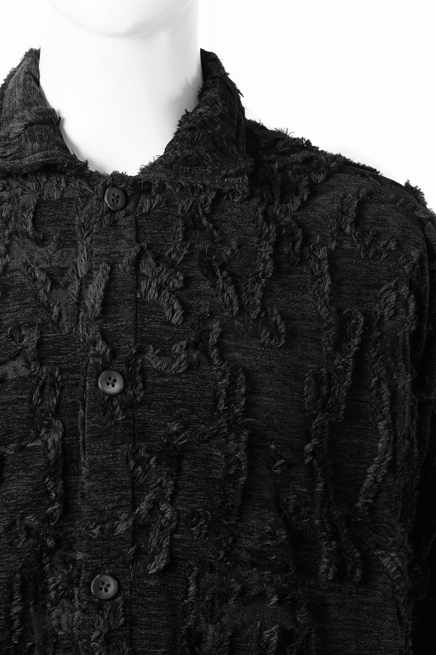 A.F ARTEFACT BUTTON DOWN SHIRT WITH HEM BAND / JACGUARD BLURRED (BLACK) - Image 6