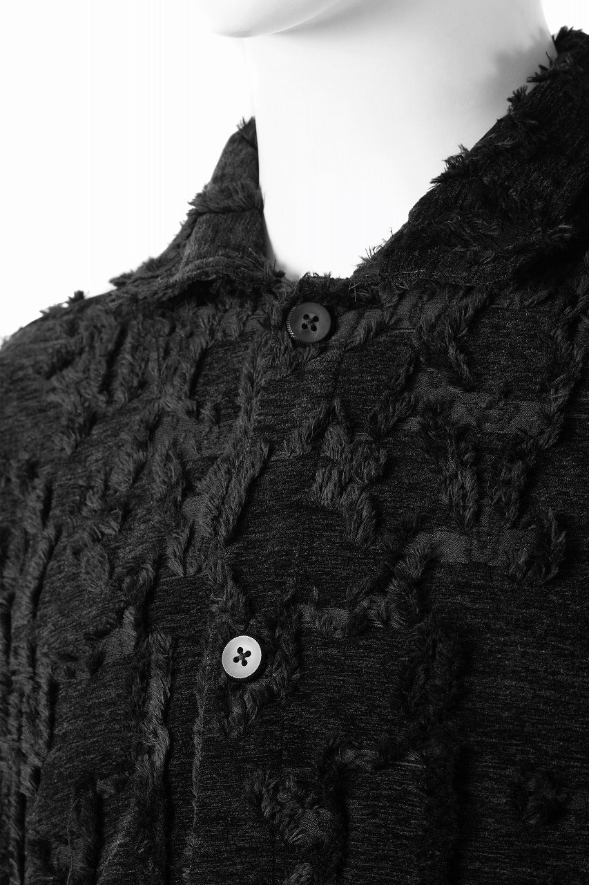 A.F ARTEFACT BUTTON DOWN SHIRT WITH HEM BAND / JACGUARD BLURRED (BLACK) - Image 8