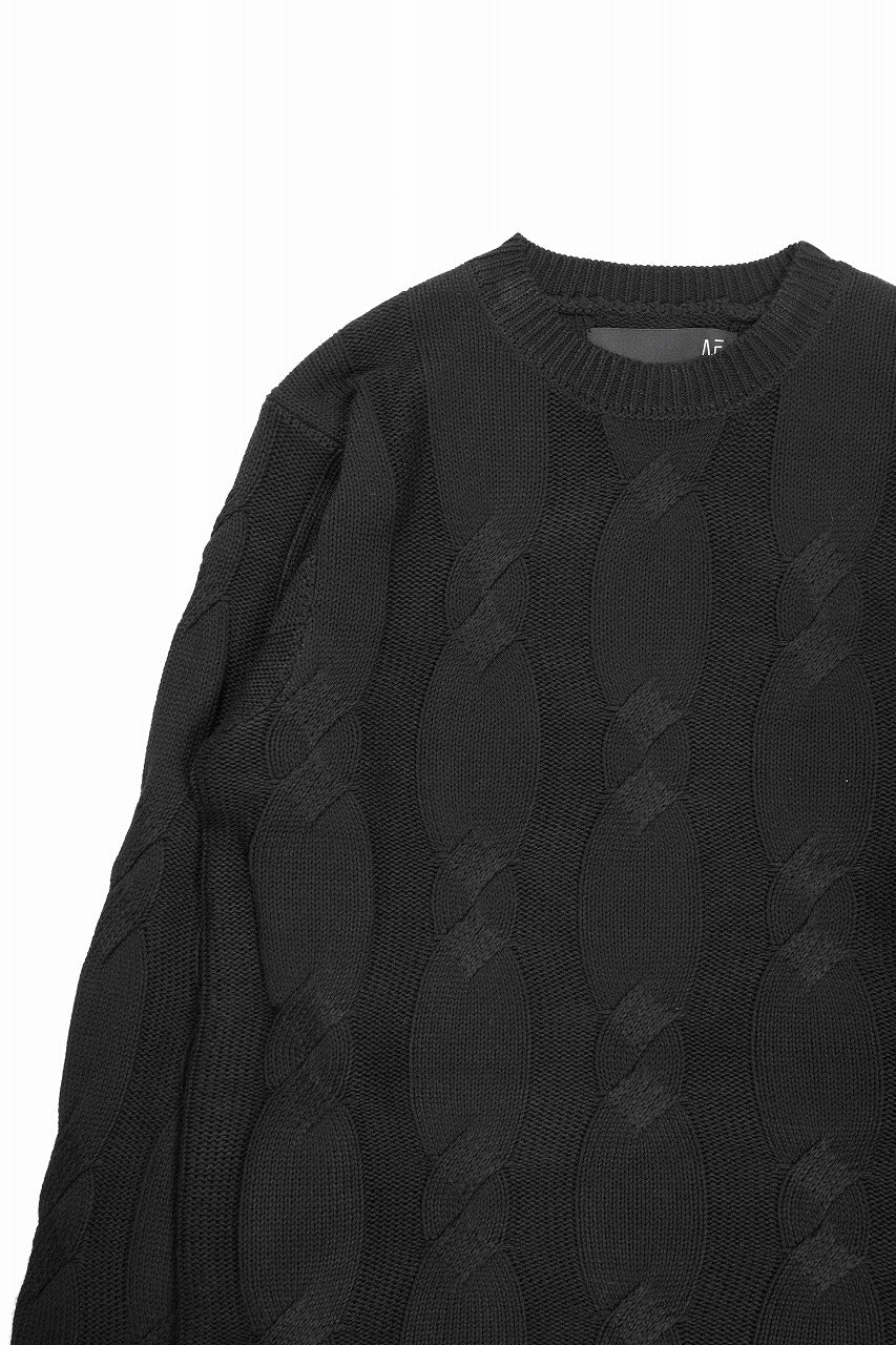 A.F ARTEFACT CABLE KNIT PULLOVER / REGULAR FIT (BLACK) - Image 3