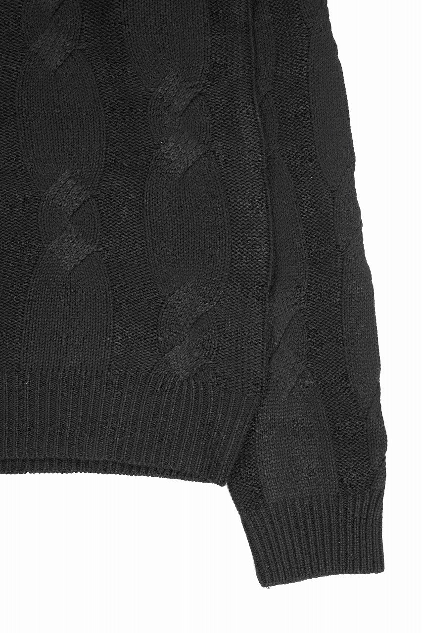 A.F ARTEFACT CABLE KNIT PULLOVER / REGULAR FIT (BLACK) - Image 4