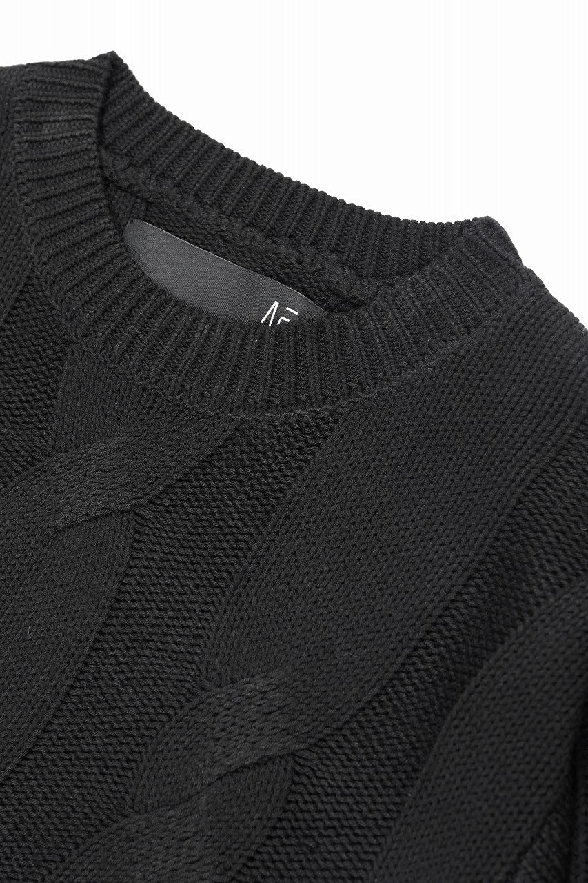 A.F ARTEFACT CABLE KNIT PULLOVER / REGULAR FIT (BLACK) - Image 5