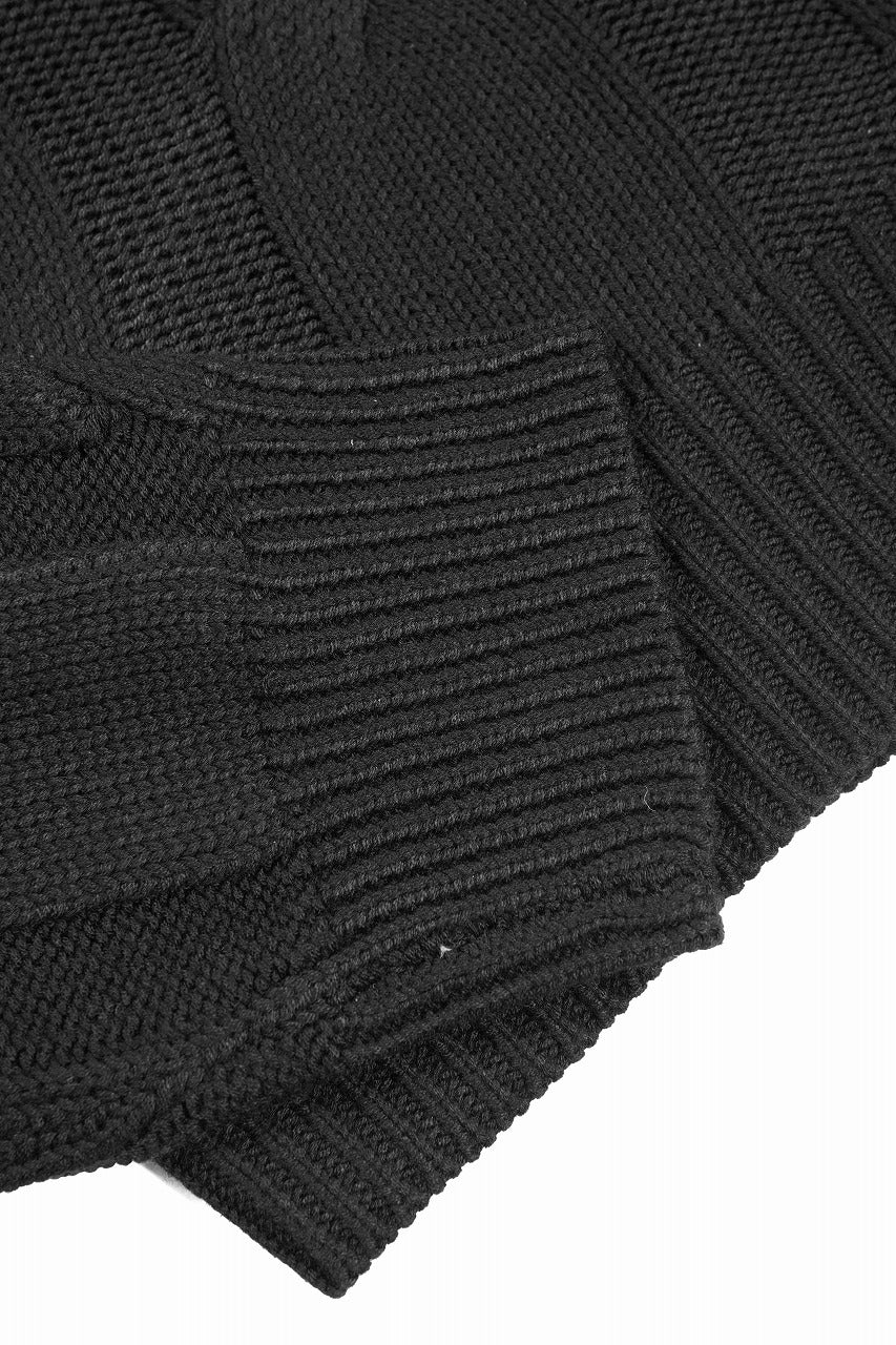A.F ARTEFACT CABLE KNIT PULLOVER / REGULAR FIT (BLACK) - Image 7
