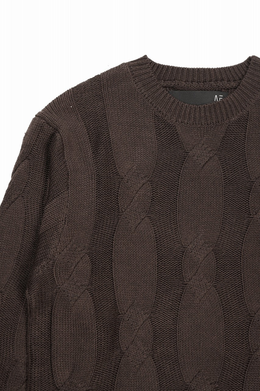 A.F ARTEFACT CABLE KNIT PULLOVER / REGULAR FIT (BROWN) - Image 3