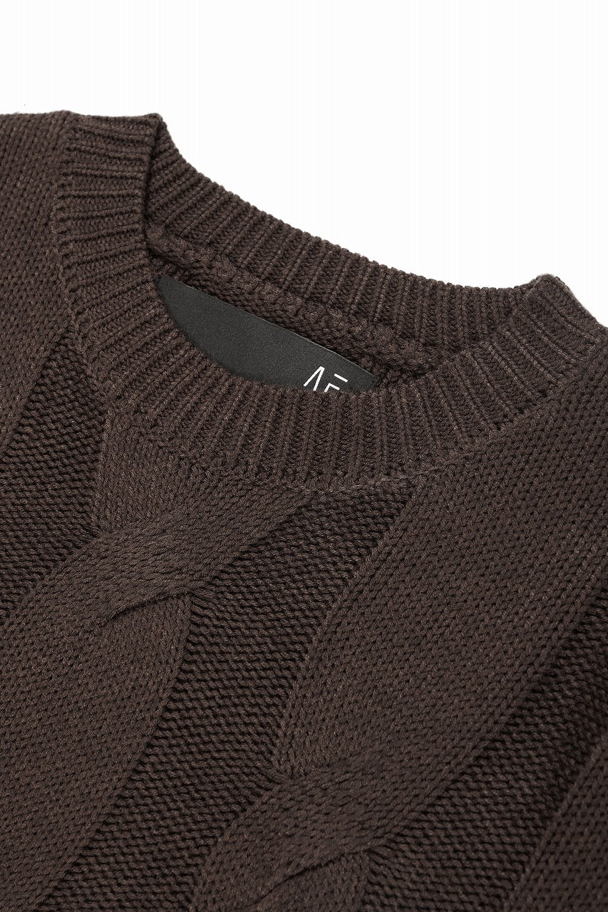 A.F ARTEFACT CABLE KNIT PULLOVER / REGULAR FIT (BROWN) - Image 5