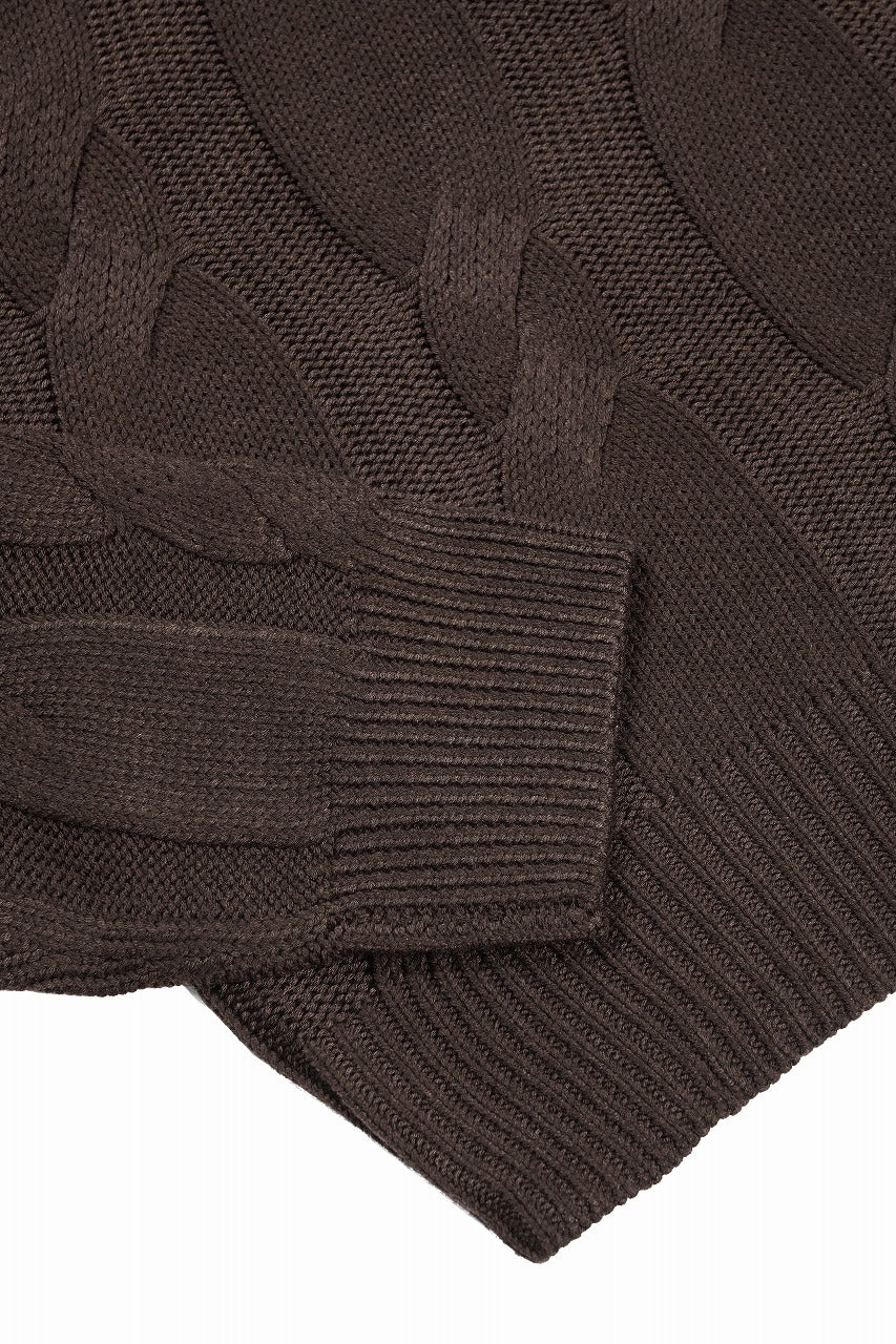 A.F ARTEFACT CABLE KNIT PULLOVER / REGULAR FIT (BROWN) - Image 6