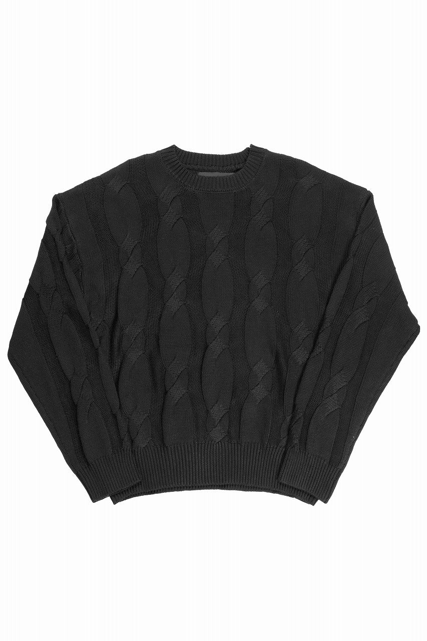 A.F ARTEFACT CABLE KNIT PULLOVER / RELAX FIT (BLACK)
