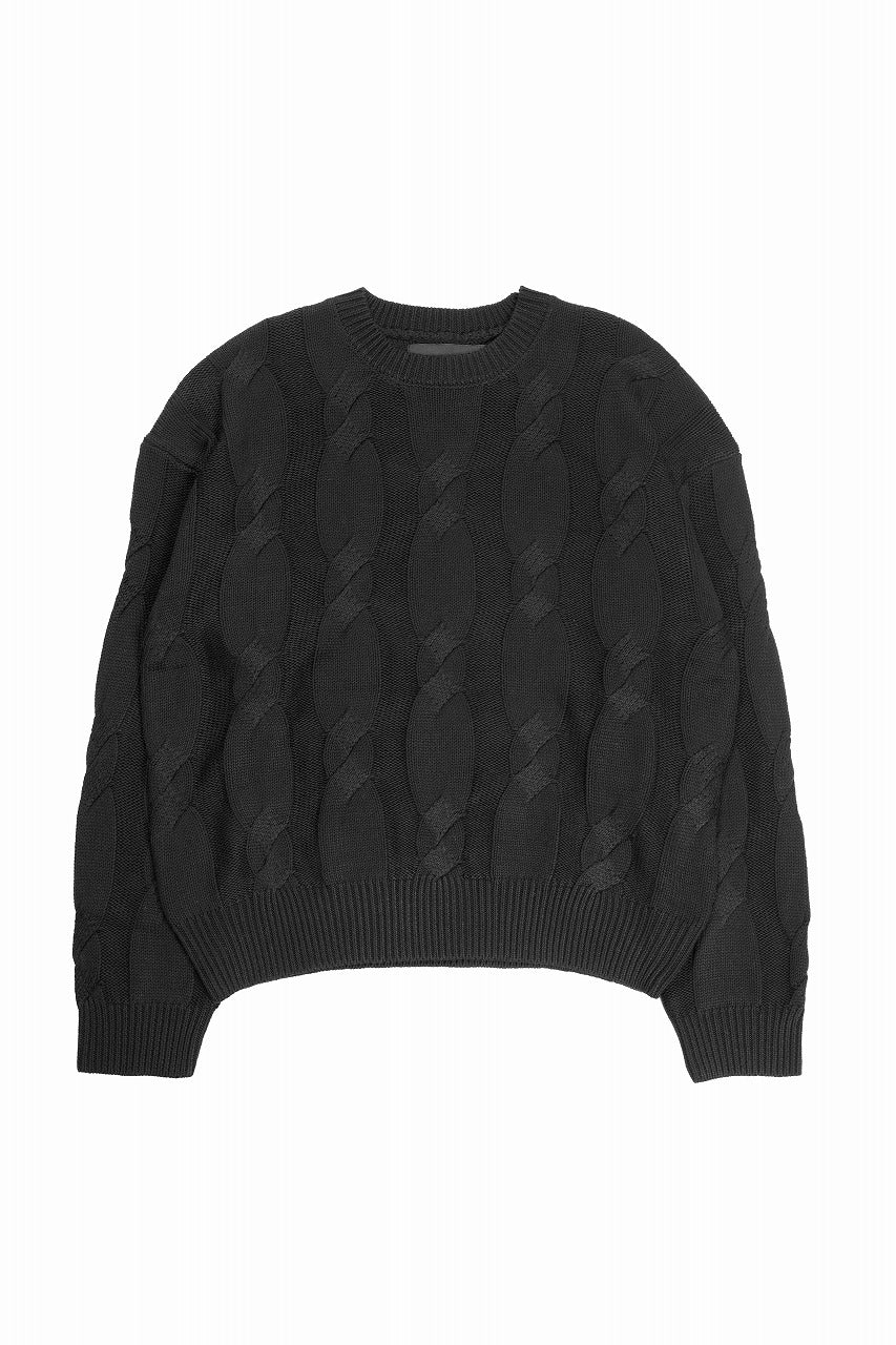 A.F ARTEFACT CABLE KNIT PULLOVER / RELAX FIT (BLACK) - Image 2