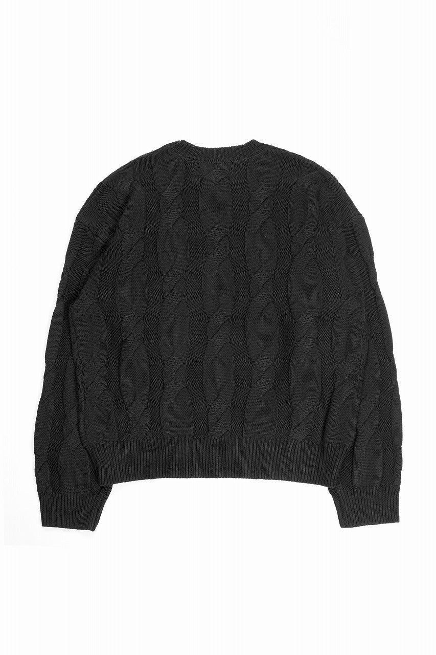 A.F ARTEFACT CABLE KNIT PULLOVER / RELAX FIT (BLACK) - Image 3