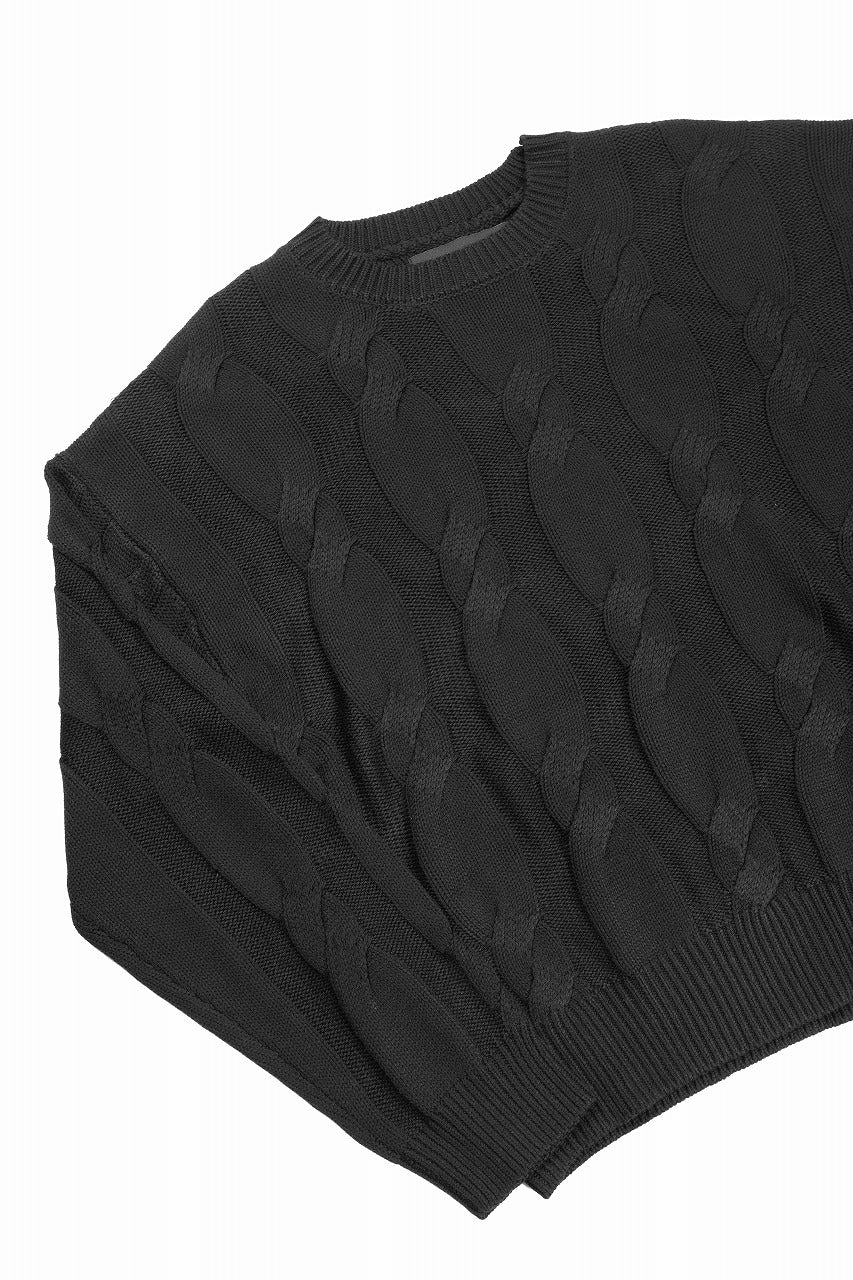 A.F ARTEFACT CABLE KNIT PULLOVER / RELAX FIT (BLACK) - Image 4