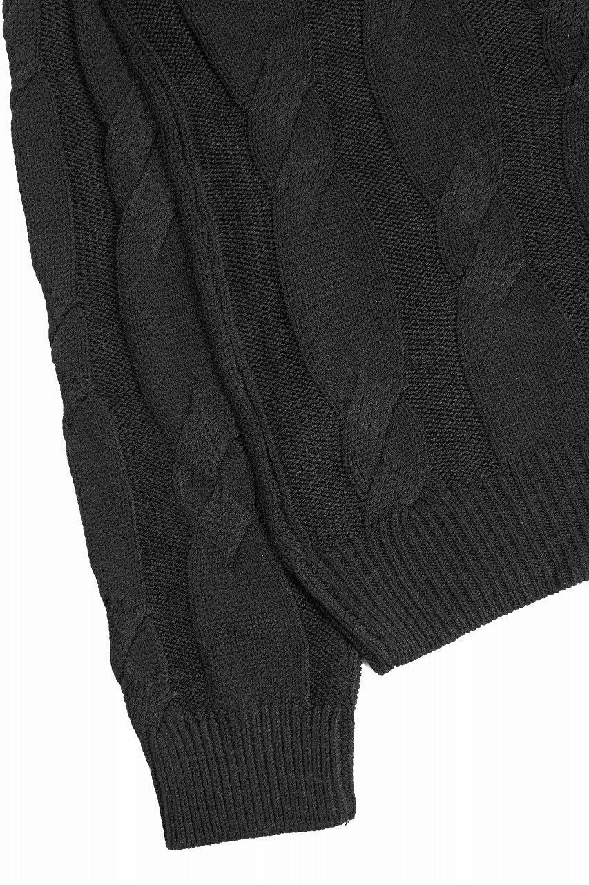 A.F ARTEFACT CABLE KNIT PULLOVER / RELAX FIT (BLACK) - Image 5